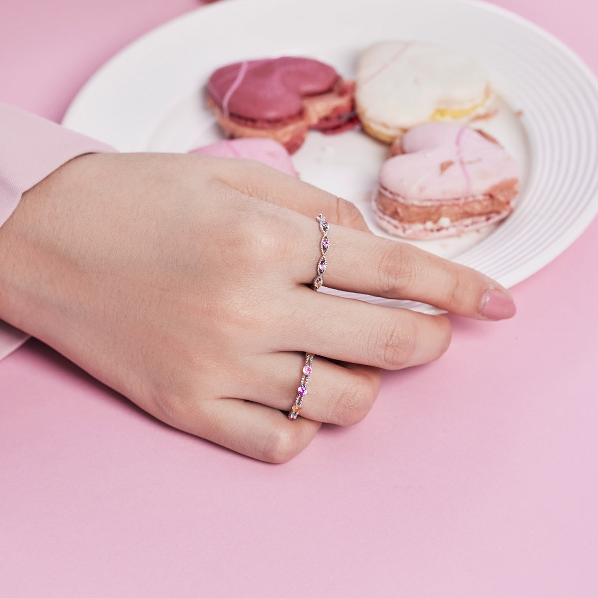 [Lucky Star]Sparkling Colorful Round Cut Tennis Ring