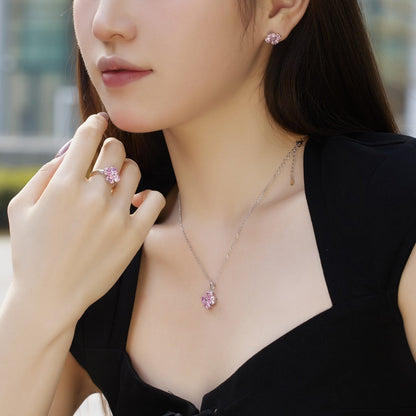 [Lucky Star]Heart-Shaped Four-Leaf Clover Bead Necklace