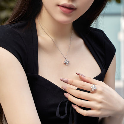[Lucky Star]Four-Leaf Clover And Eight-Pointed Star Necklace