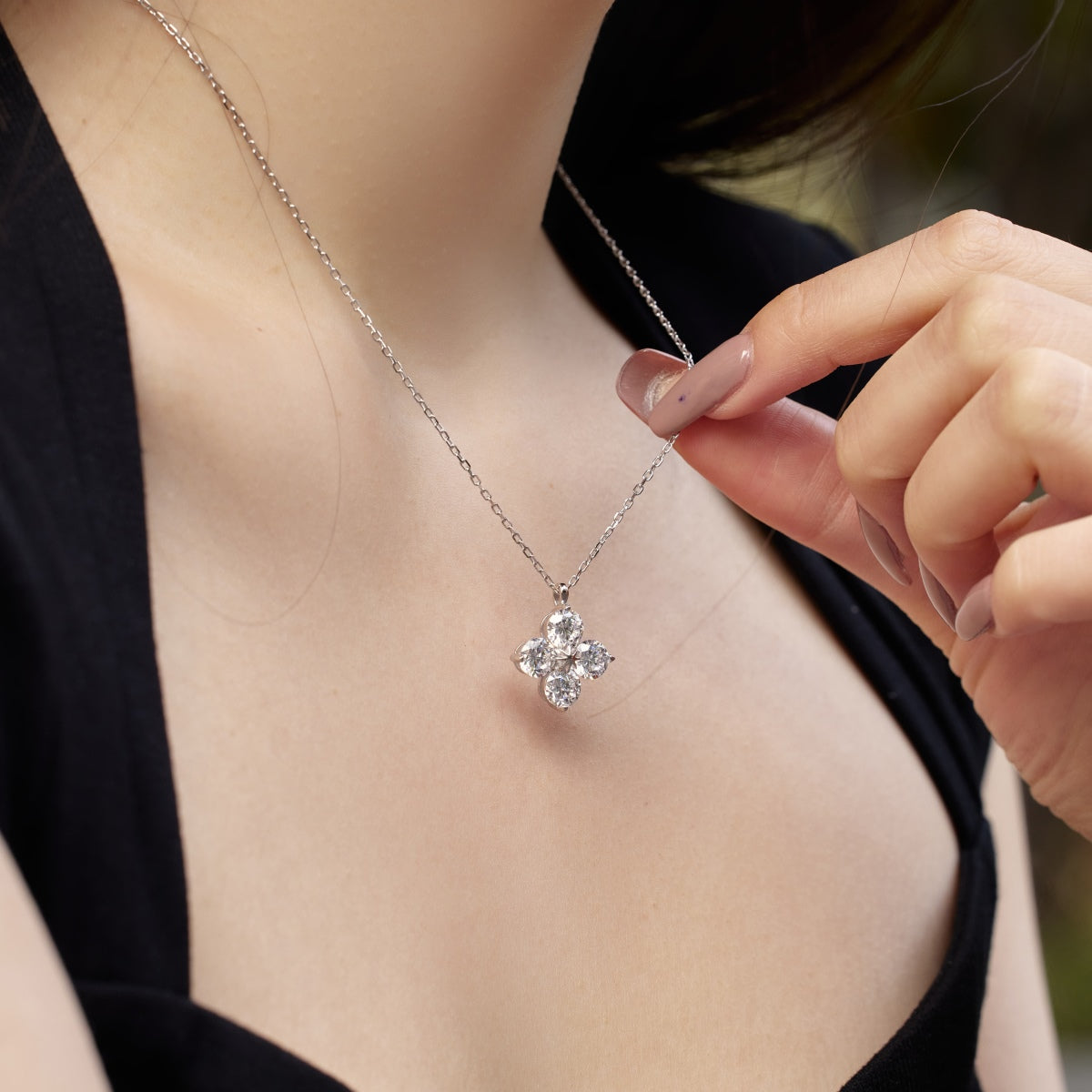 [Lucky Star]Four-Leaf Clover And Eight-Pointed Star Necklace