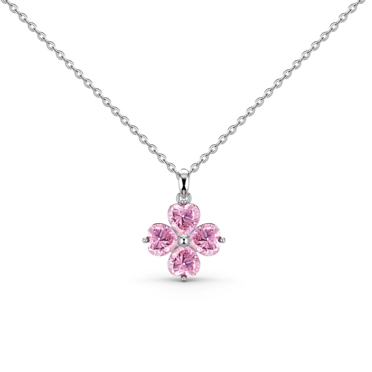 [Lucky Star]Heart-Shaped Four-Leaf Clover Bead Necklace