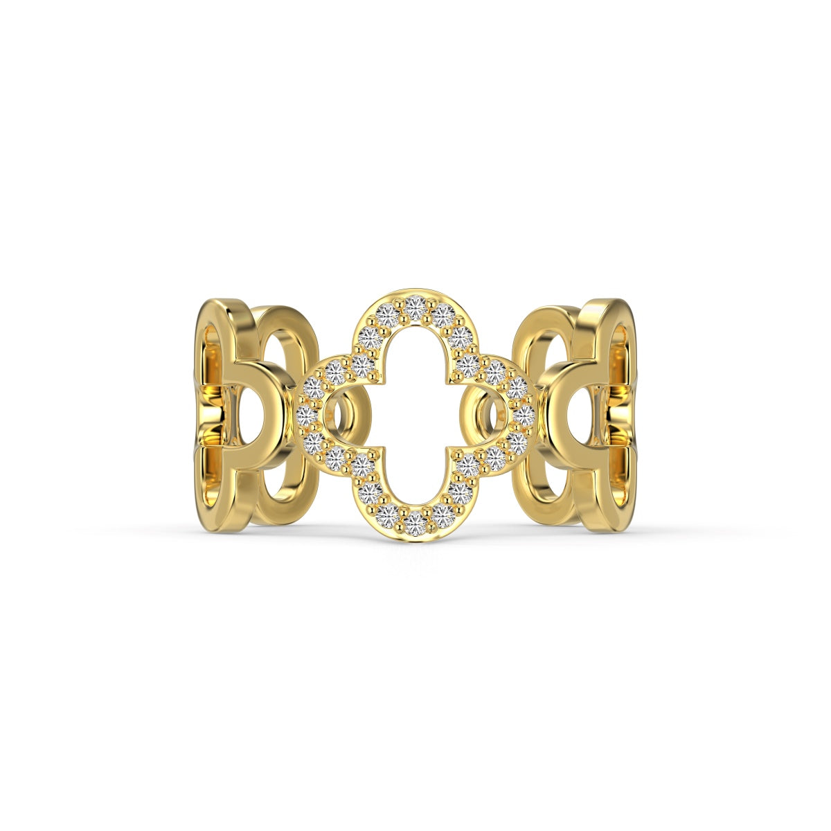 [Lucky Star]Hollow Design Four-Leaf Clover Flower Shape Ring