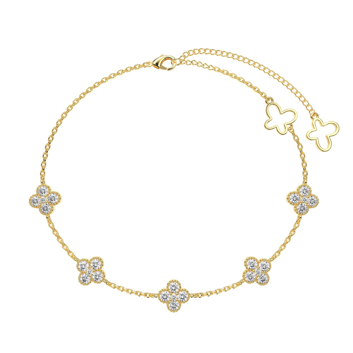 [Lucky Star]Four-Leaf Clover Hollow Butterfly Bracelet
