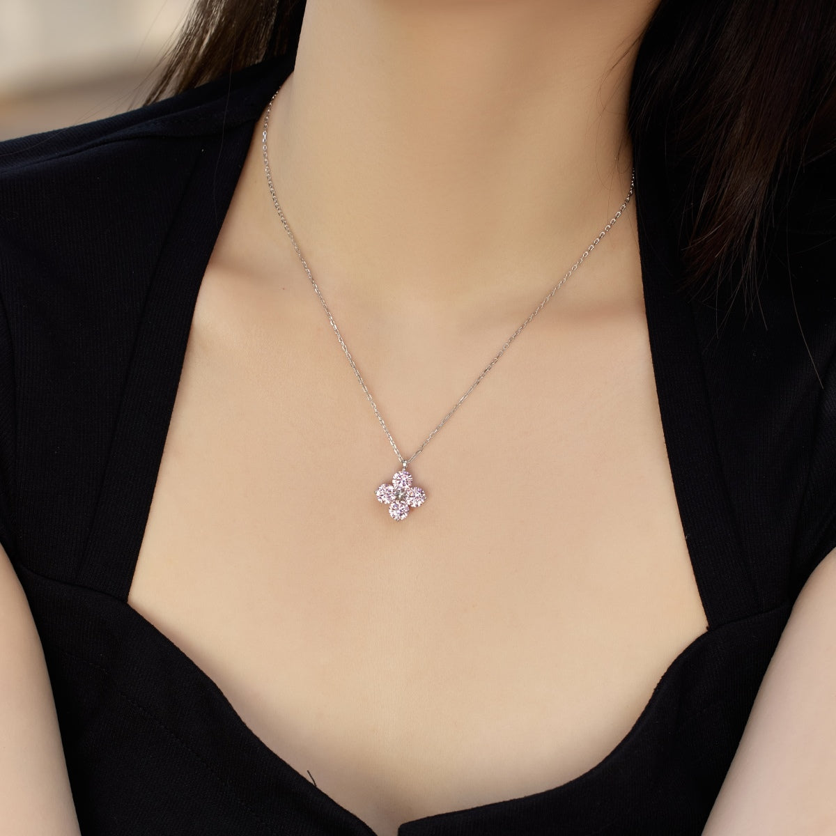 [Lucky Star]Four-Leaf Clover And Eight-Pointed Star Necklace