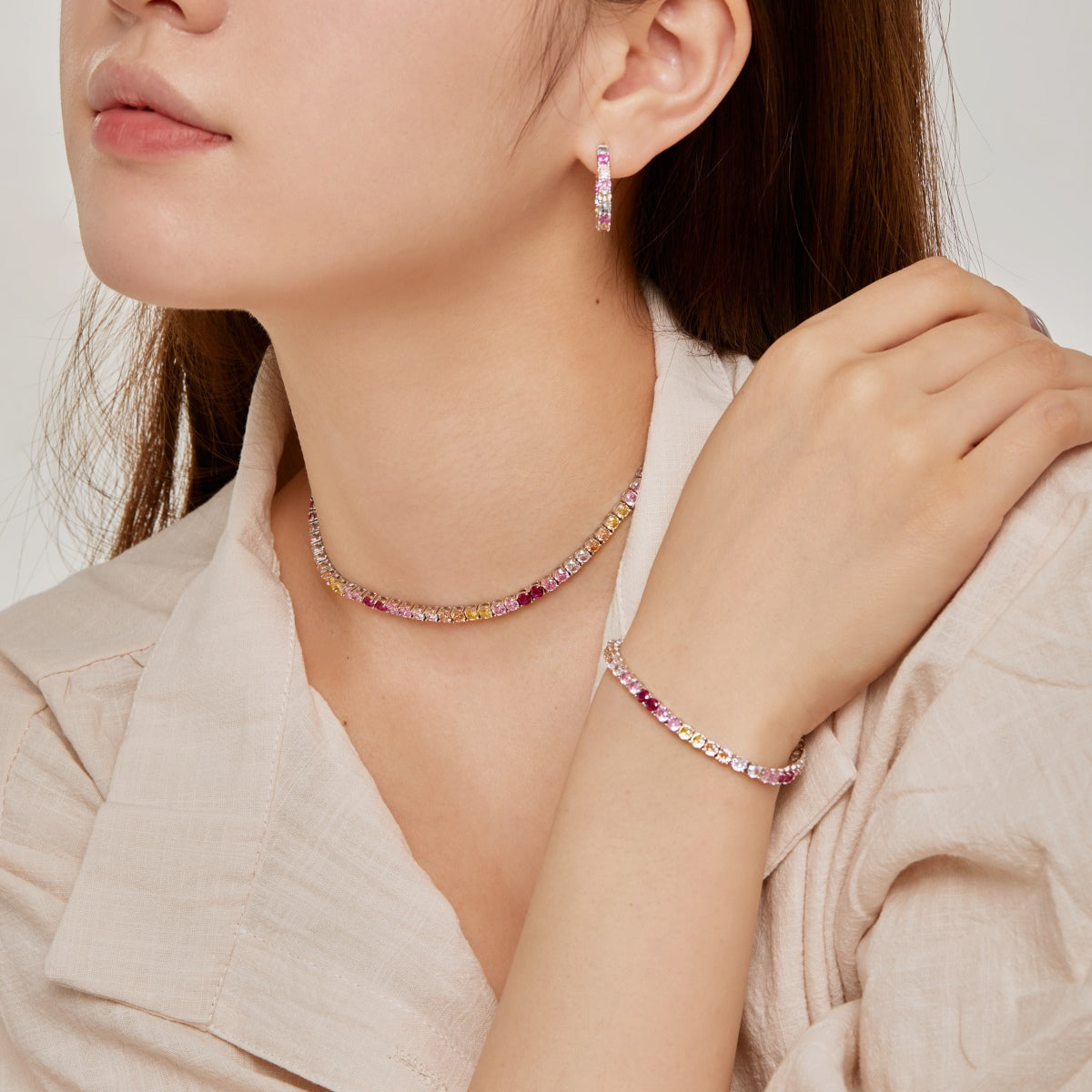 [Lucky Star]Luxurious Colorful Romantic Heart Shape Lover Bracelet