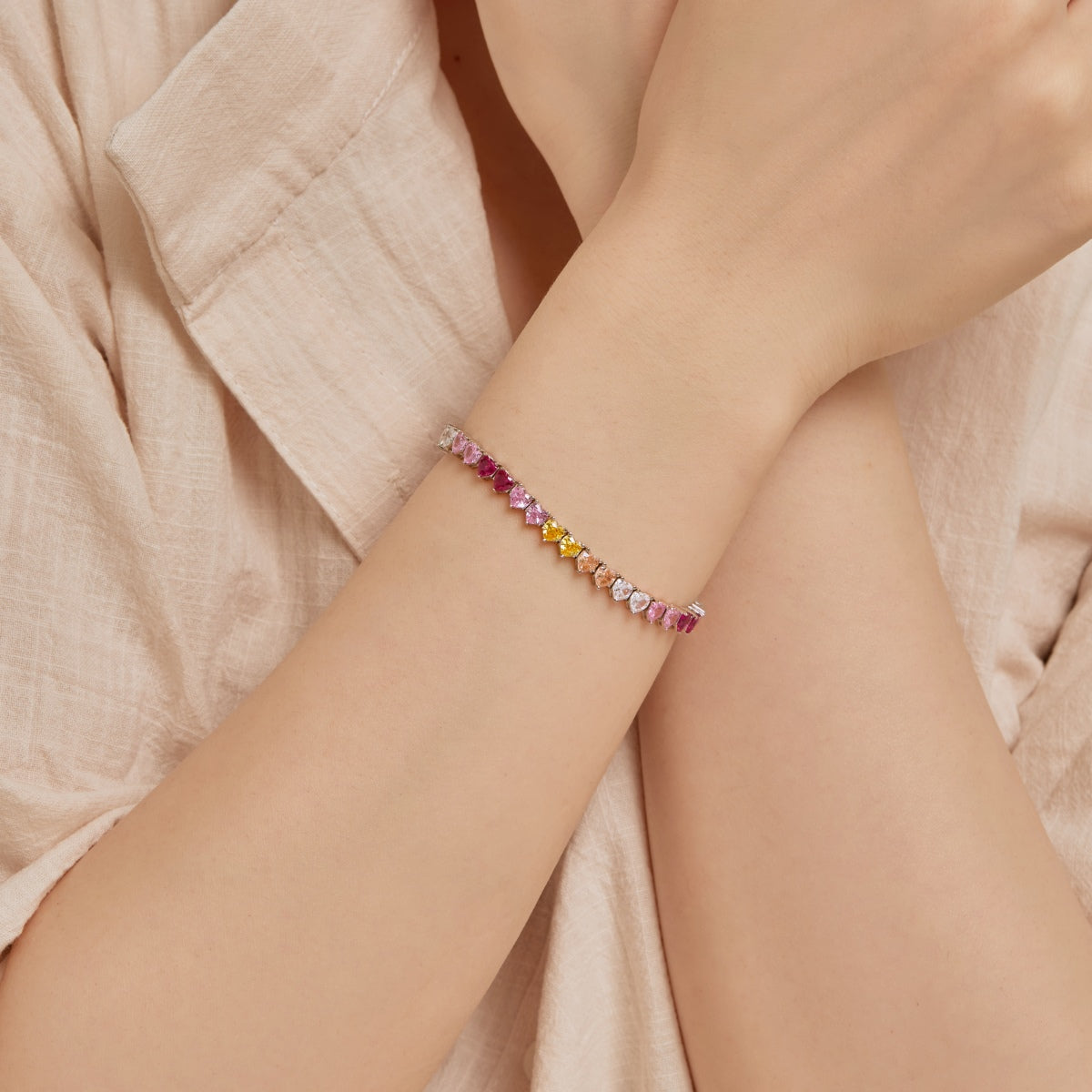 [Lucky Star]Luxurious Colorful Romantic Heart Shape Lover Bracelet