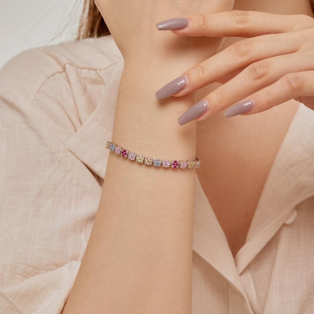 [Lucky Star]Delicate Colorful Emerald Cut Daily Bracelet