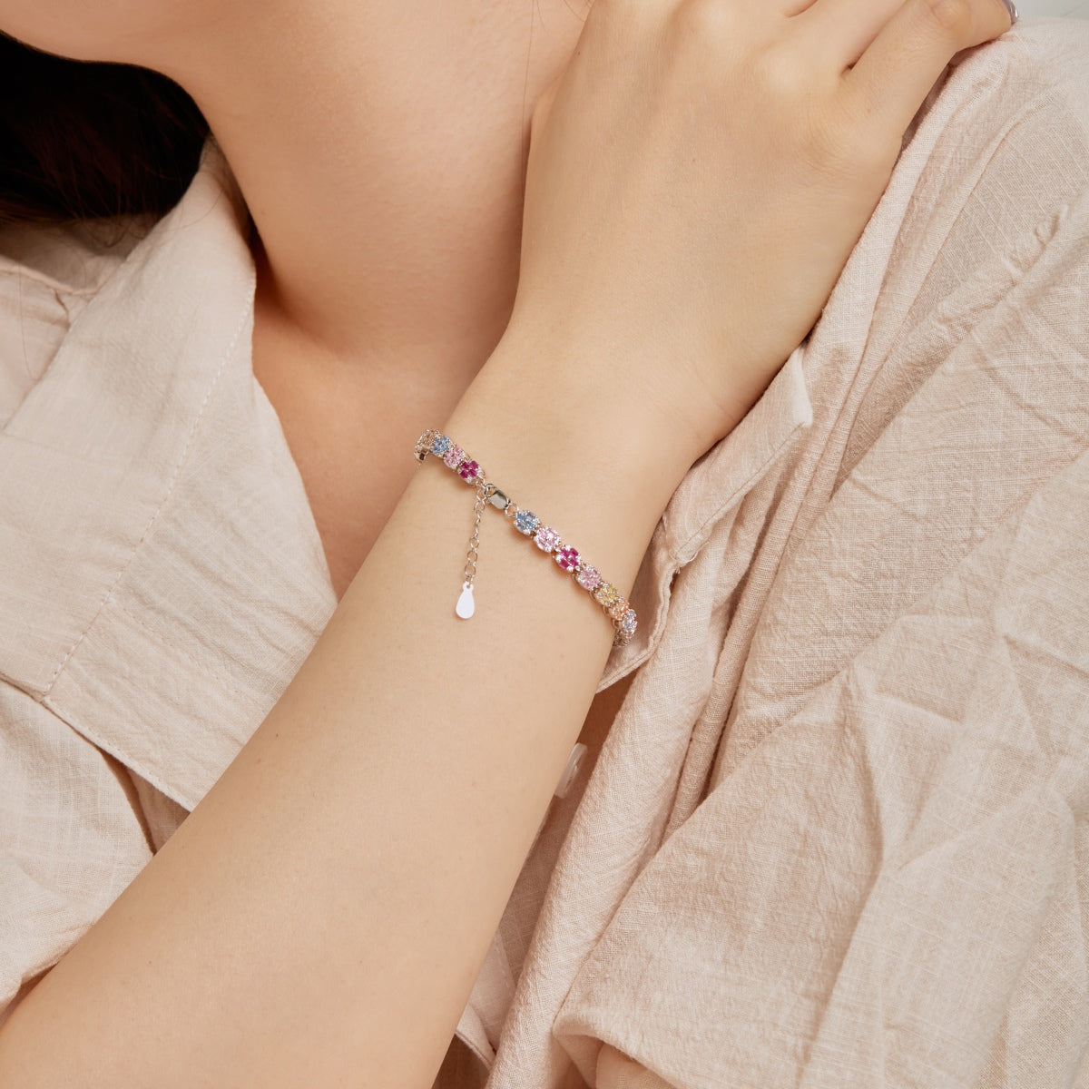 [Lucky Star]Delicate Colorful Emerald Cut Daily Bracelet