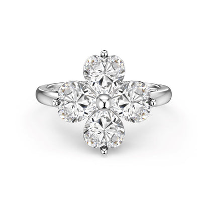 [Lucky Star]Heart-shaped Four-Leaf Clover Ball Ring