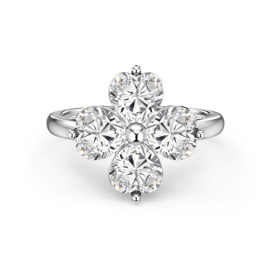 [Lucky Star]Heart-shaped Four-Leaf Clover Ball Ring