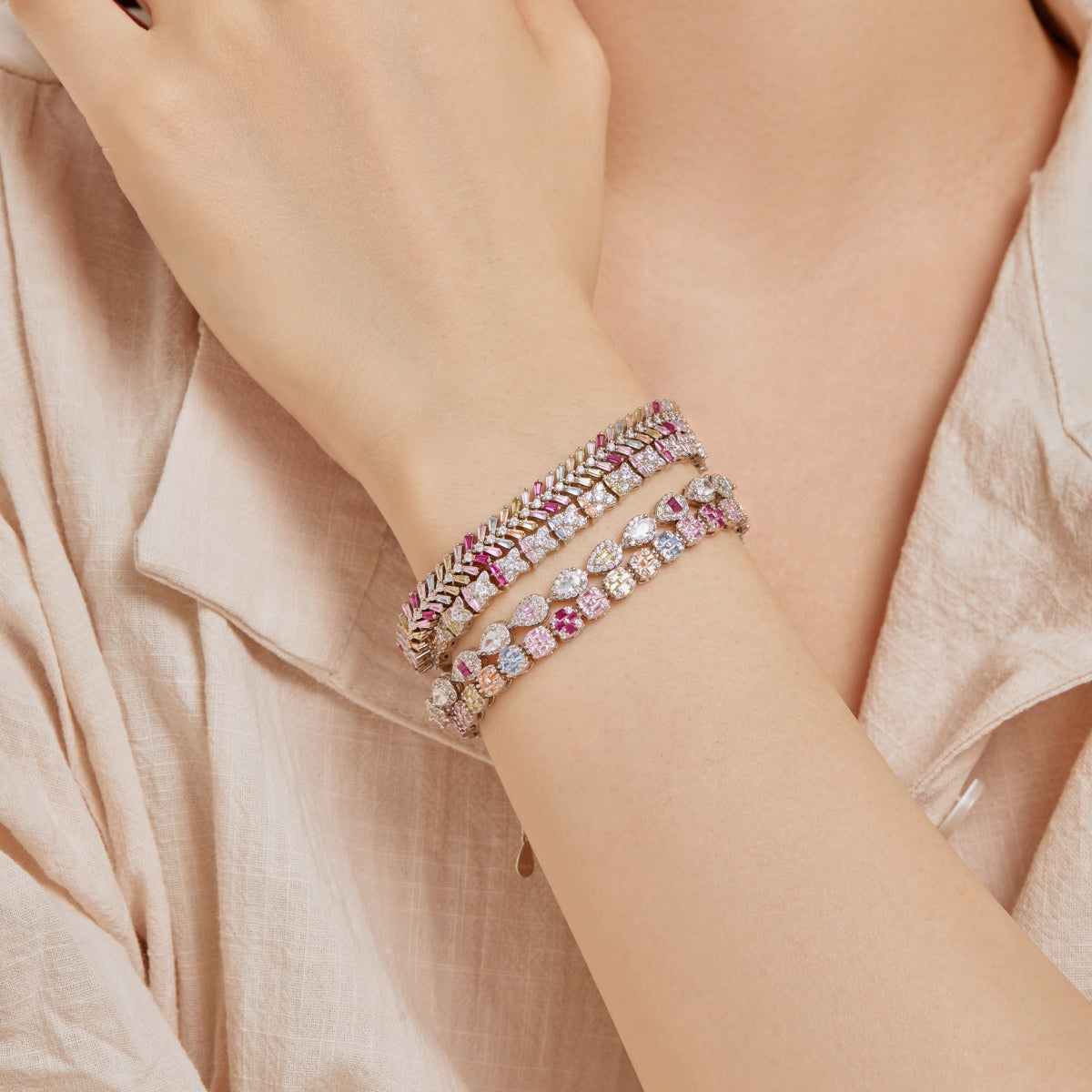 [Lucky Star]0.25 Carat Radiant Water Drop Shape Daily Bracelet