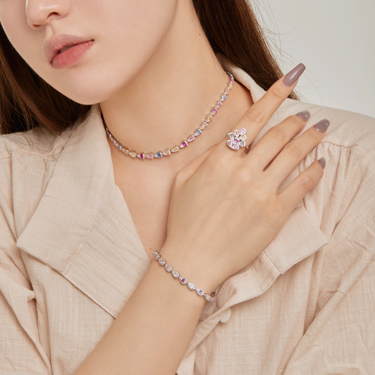 [Lucky Star]0.25 Carat Radiant Water Drop Shape Daily Bracelet