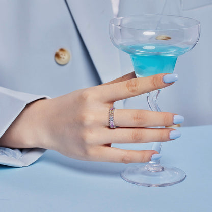 [Lucky Star]Splashy Ornate Emerald Cut Cocktail Ring