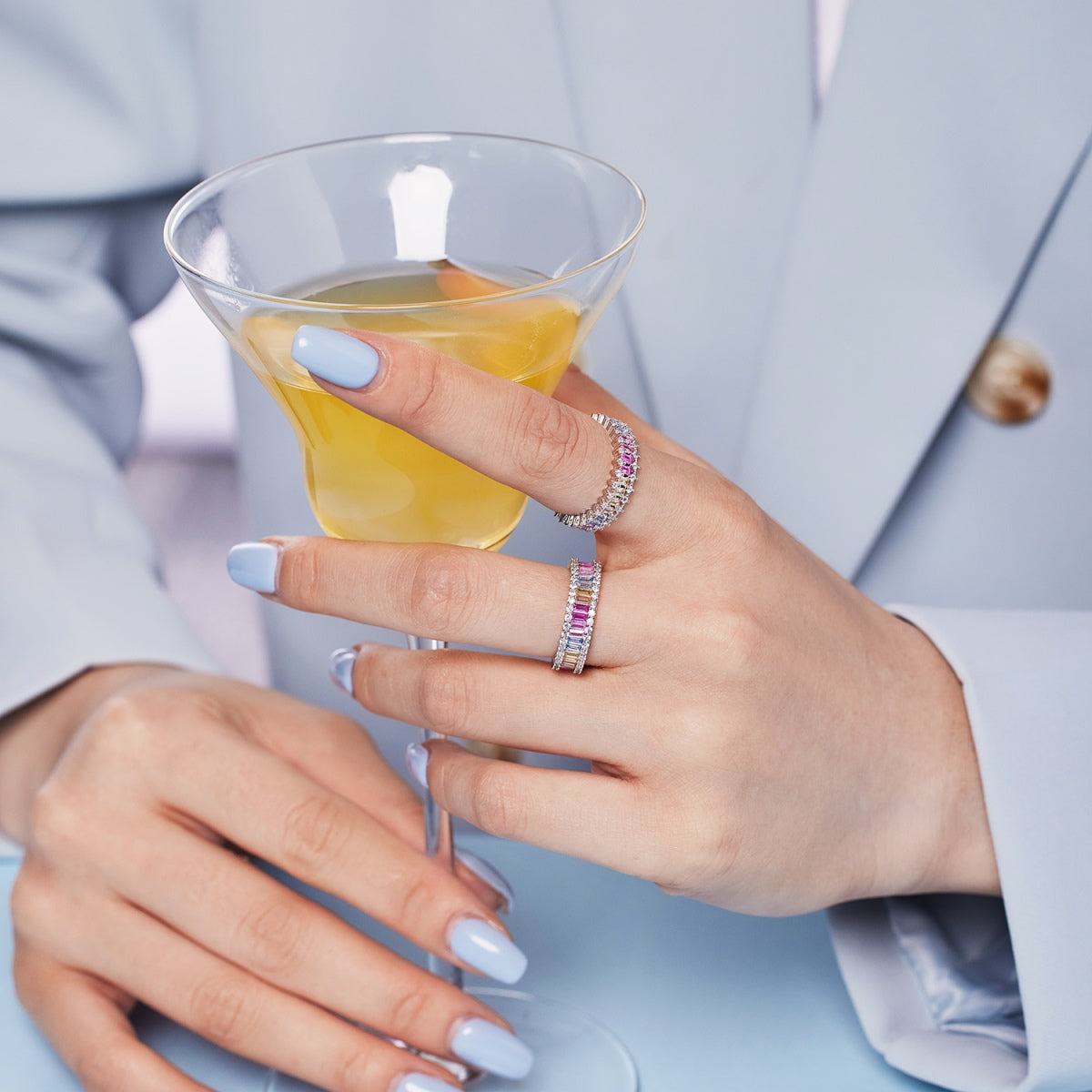 [Lucky Star]Splashy Ornate Emerald Cut Cocktail Ring