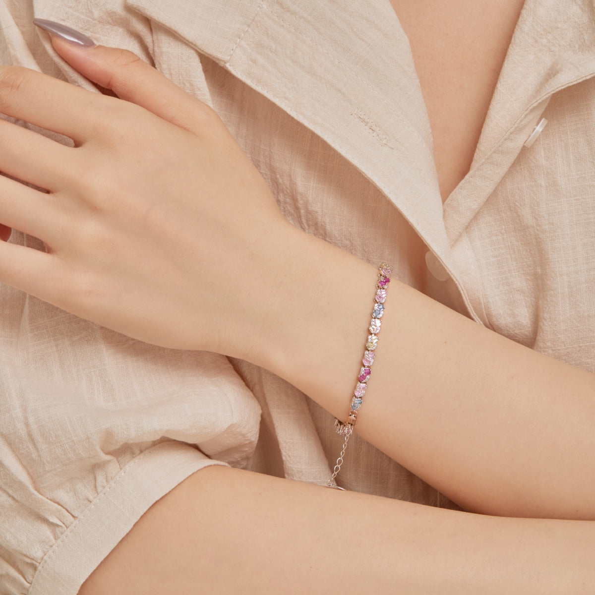[Lucky Star]Ornate Colorful Flower Shape Party Bracelet