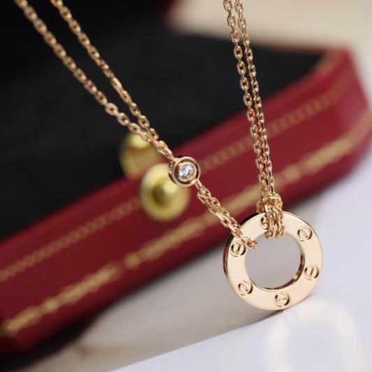 [Lucky Star]LOVE NECKLACE ADJUSTABLE ROSE GOLD 2 DIAMOND