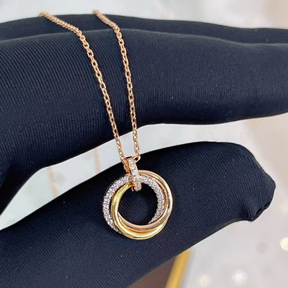 [Lucky Star]TRINITY NECKLACE SILVER GOLD PINK GOLD DIAMONDS