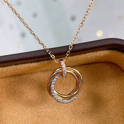 [Lucky Star]TRINITY NECKLACE SILVER GOLD PINK GOLD DIAMONDS