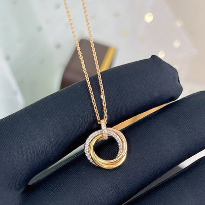 [Lucky Star]TRINITY NECKLACE SILVER GOLD PINK GOLD DIAMONDS
