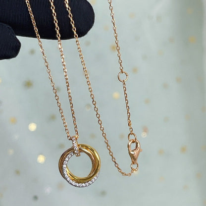 [Lucky Star]TRINITY NECKLACE SILVER GOLD PINK GOLD DIAMONDS