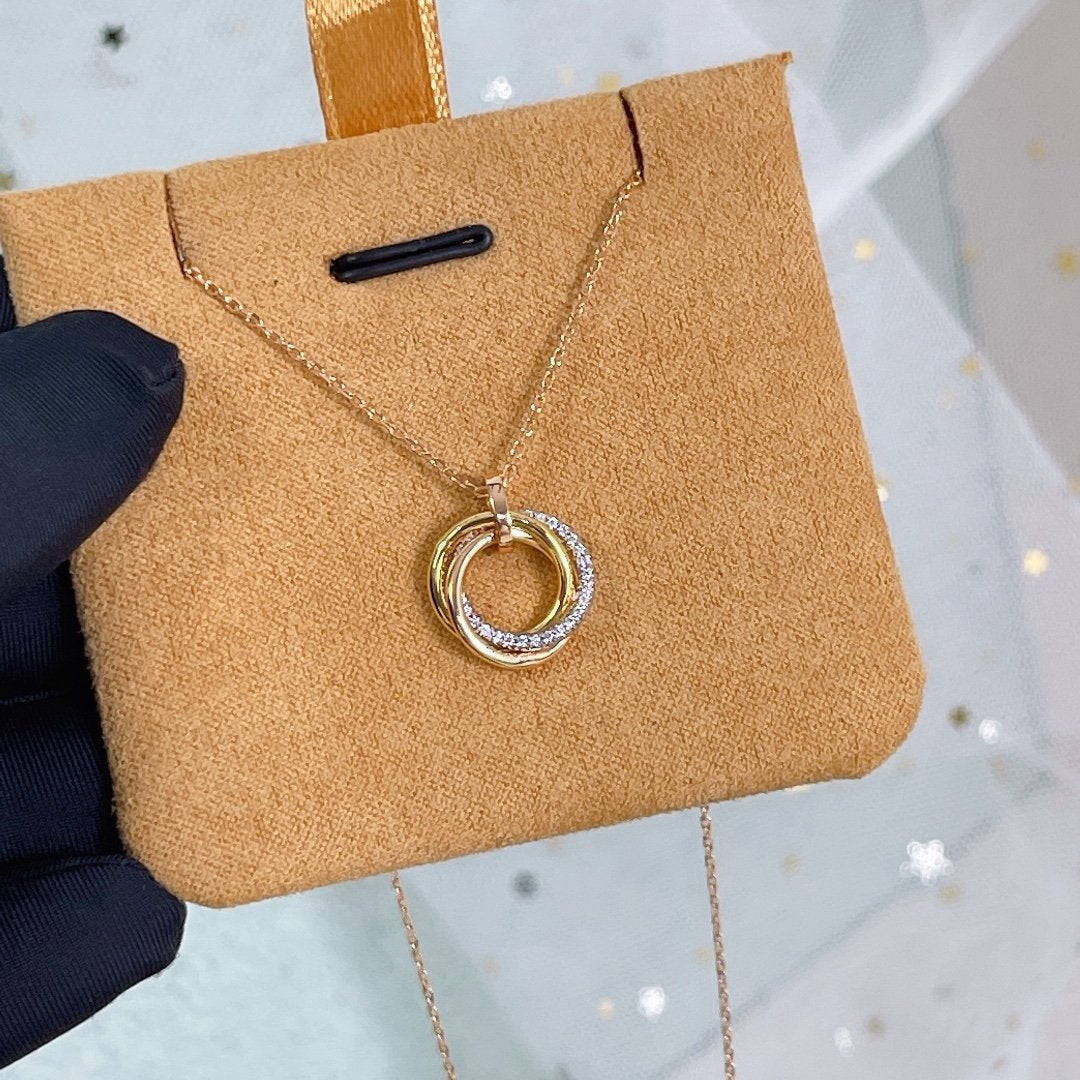 [Lucky Star]TRINITY NECKLACE SILVER GOLD PINK GOLD DIAMONDS
