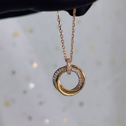[Lucky Star]TRINITY NECKLACE SILVER GOLD PINK GOLD DIAMONDS