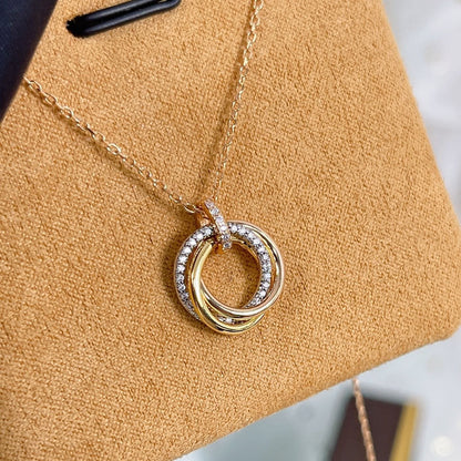 [Lucky Star]TRINITY NECKLACE SILVER GOLD PINK GOLD DIAMONDS