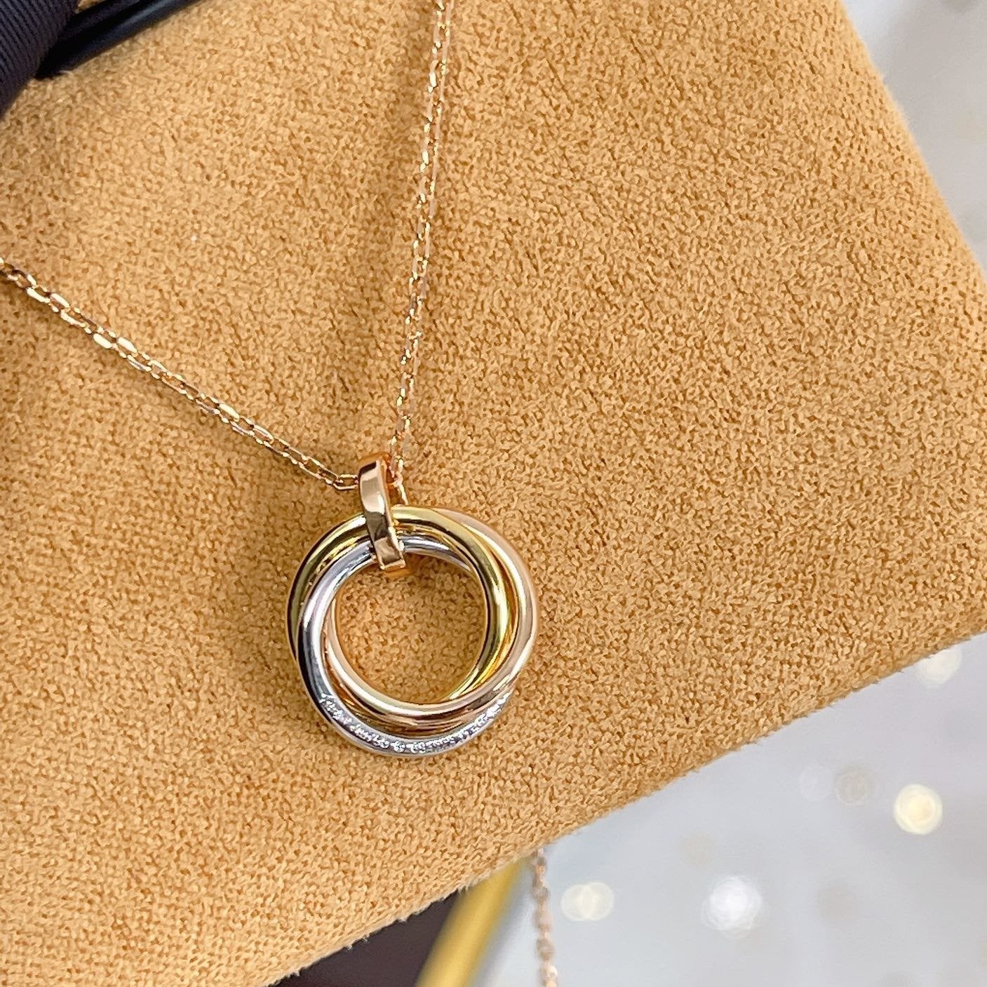 [Lucky Star]TRINITY NECKLACE SILVER GOLD PINK GOLD DIAMONDS
