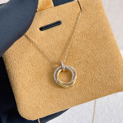 [Lucky Star]TRINITY NECKLACE SILVER GOLD PINK GOLD DIAMONDS