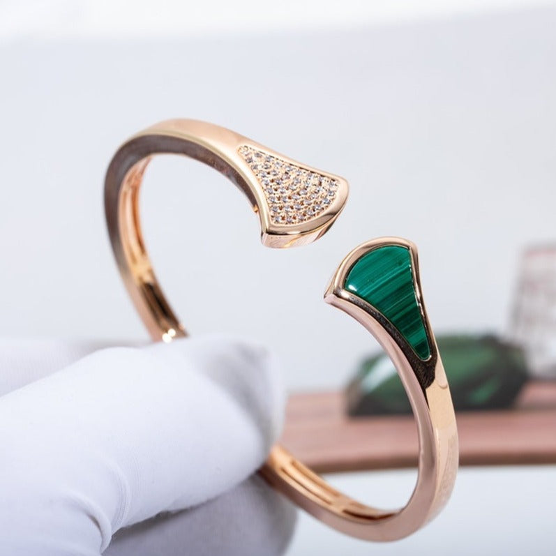 [Lucky Star]DREAM BRACELET OPEN MALACHITE PINK GOLD