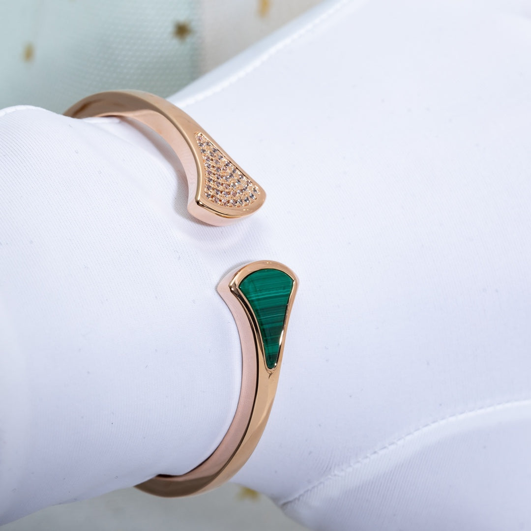 [Lucky Star]DREAM BRACELET OPEN MALACHITE PINK GOLD