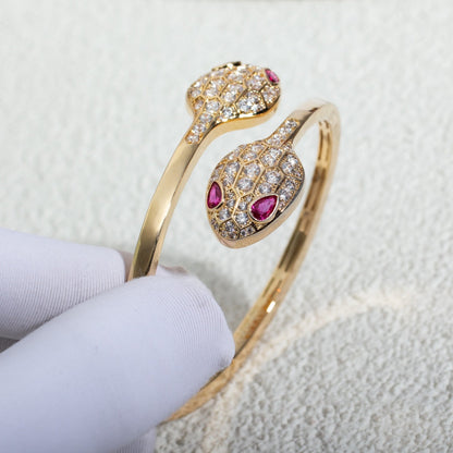 [Lucky Star]SERPENTI BRACELET PINK GOLD DIAMOND DOUBLE SNAKE