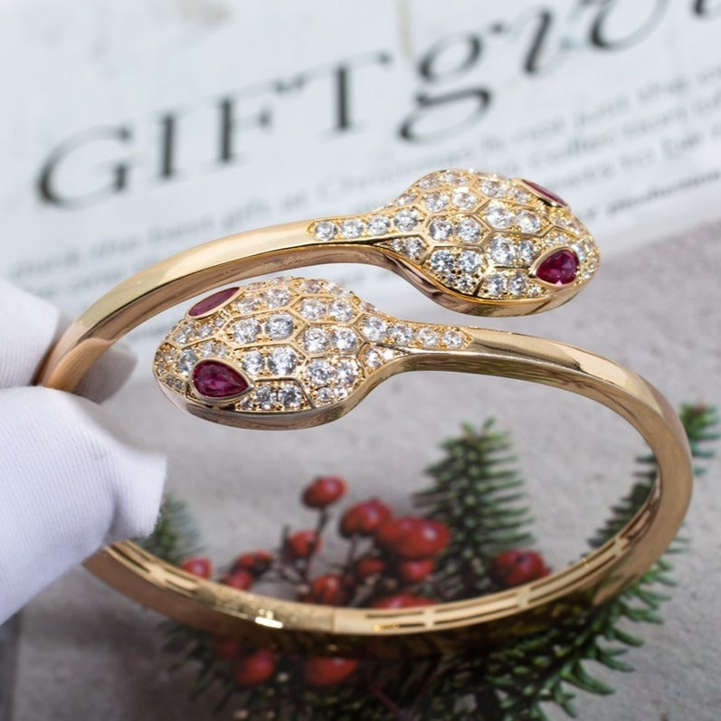 [Lucky Star]SERPENTI BRACELET PINK GOLD DIAMOND DOUBLE SNAKE