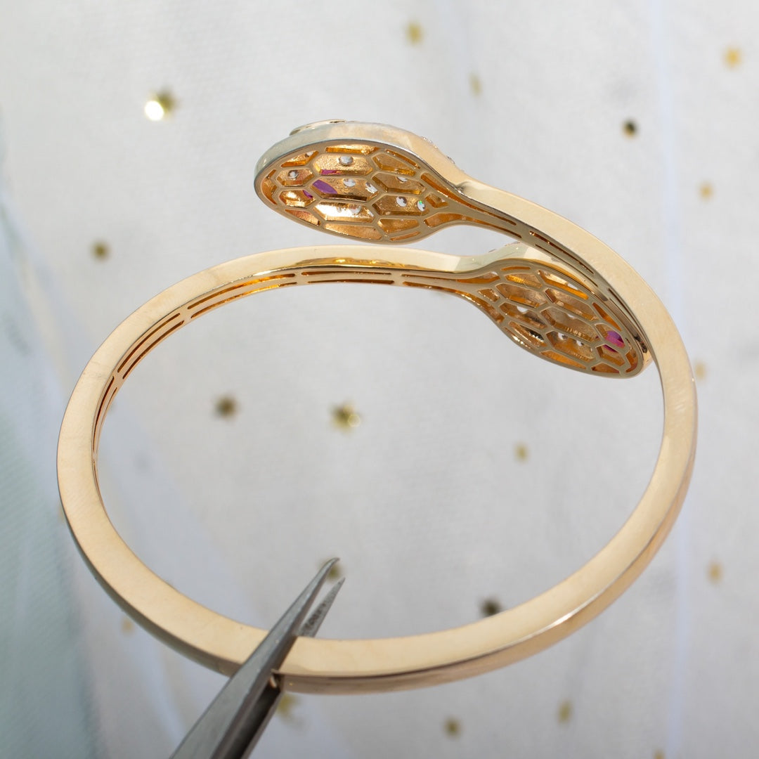 [Lucky Star]SERPENTI BRACELET PINK GOLD DIAMOND DOUBLE SNAKE