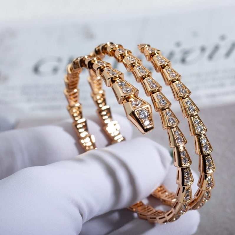 [Lucky Star]SERPENTI BRACELET PINK GOLD DIAMOND DOUBLE ROW