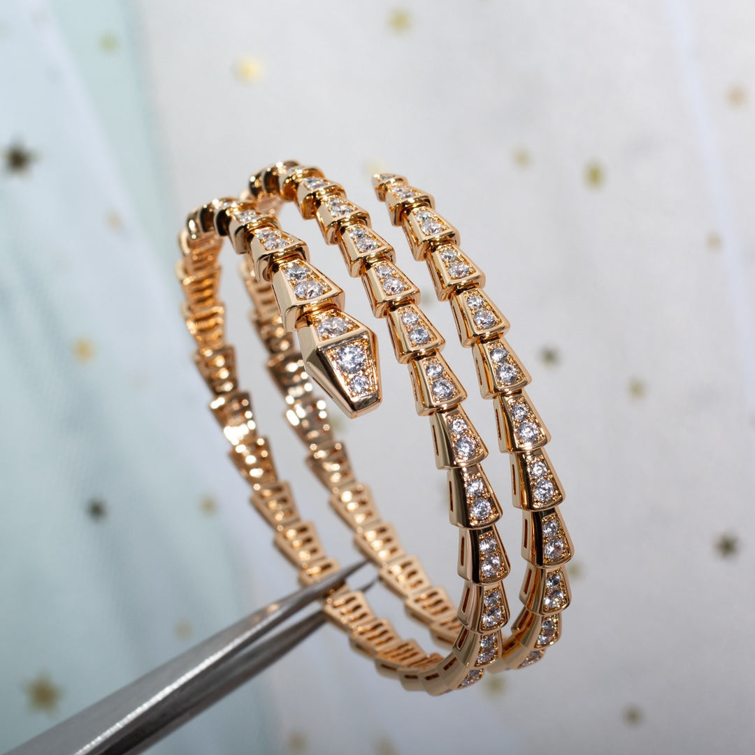[Lucky Star]SERPENTI BRACELET PINK GOLD DIAMOND DOUBLE ROW