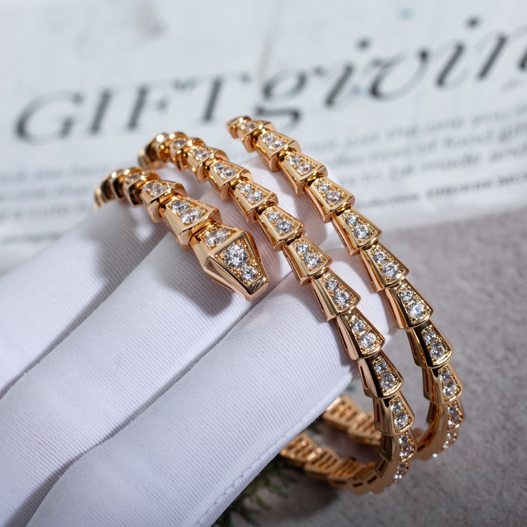 [Lucky Star]SERPENTI BRACELET PINK GOLD DIAMOND DOUBLE ROW