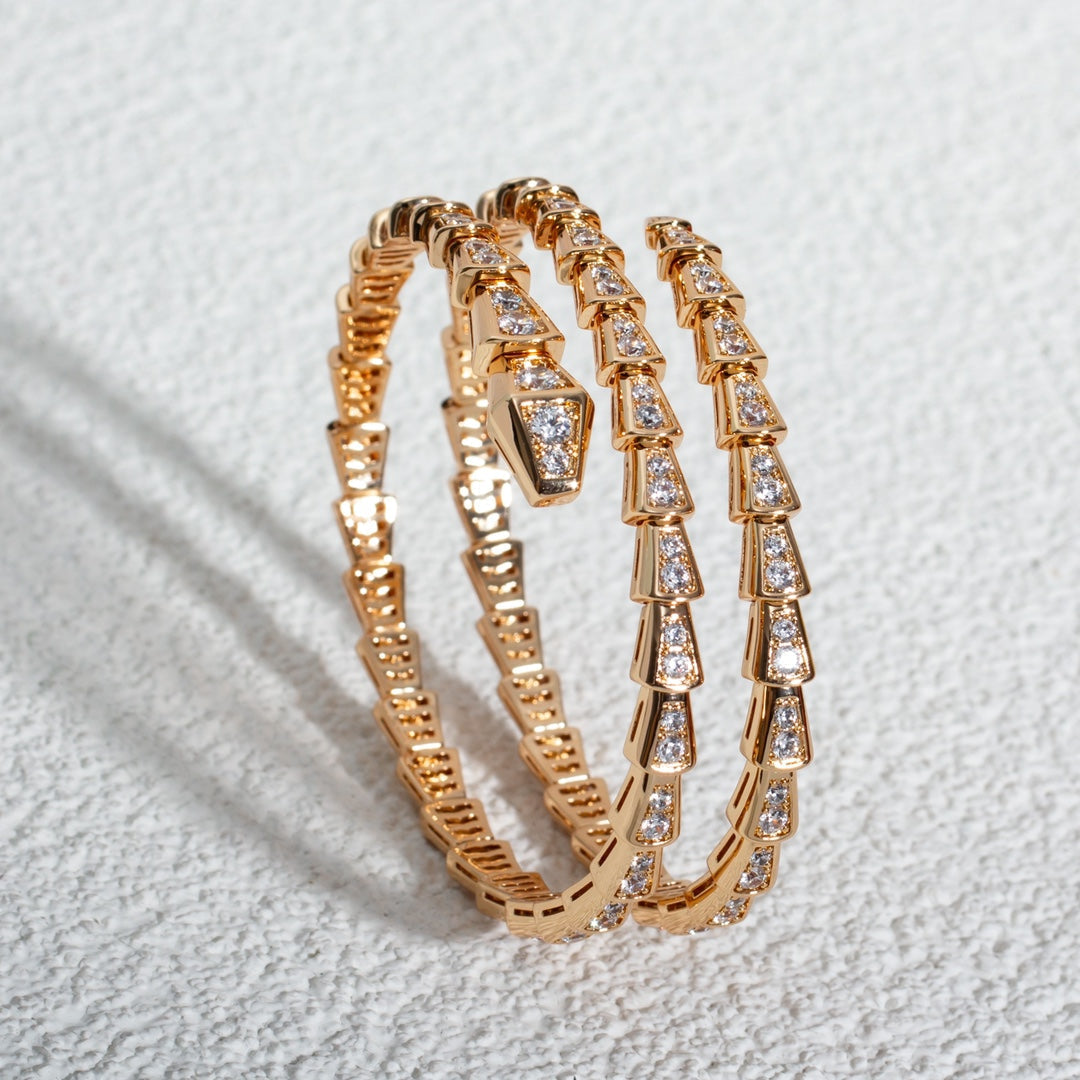 [Lucky Star]SERPENTI BRACELET PINK GOLD DIAMOND DOUBLE ROW