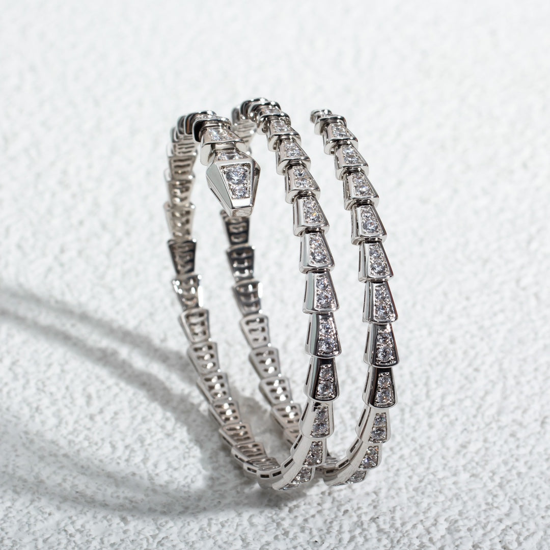 [Lucky Star]SERPENTI BRACELET SILVER DIAMOND DOUBLE ROW