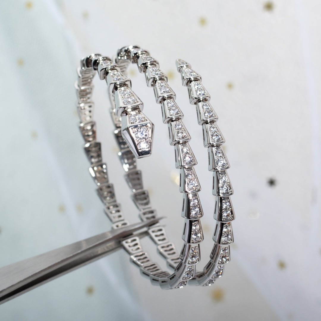 [Lucky Star]SERPENTI BRACELET SILVER DIAMOND DOUBLE ROW