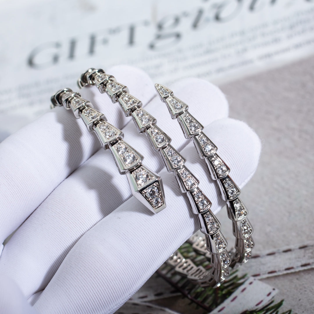 [Lucky Star]SERPENTI BRACELET SILVER DIAMOND DOUBLE ROW