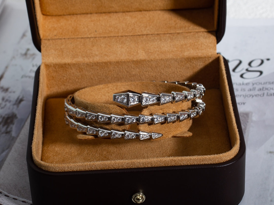[Lucky Star]SERPENTI BRACELET SILVER DIAMOND DOUBLE ROW