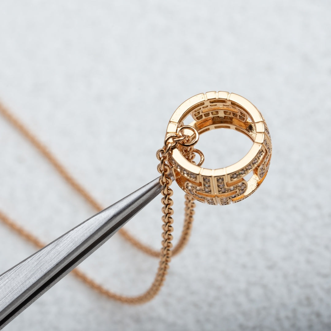 [Lucky Star]PARENTESI NECKLACE PINK GOLD DIAMOND