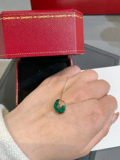 [Lucky Star]AMULETTE ROSE GOLD MALACHITE NECKLACE