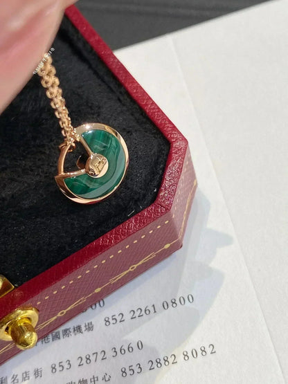 [Lucky Star]AMULETTE ROSE GOLD MALACHITE NECKLACE