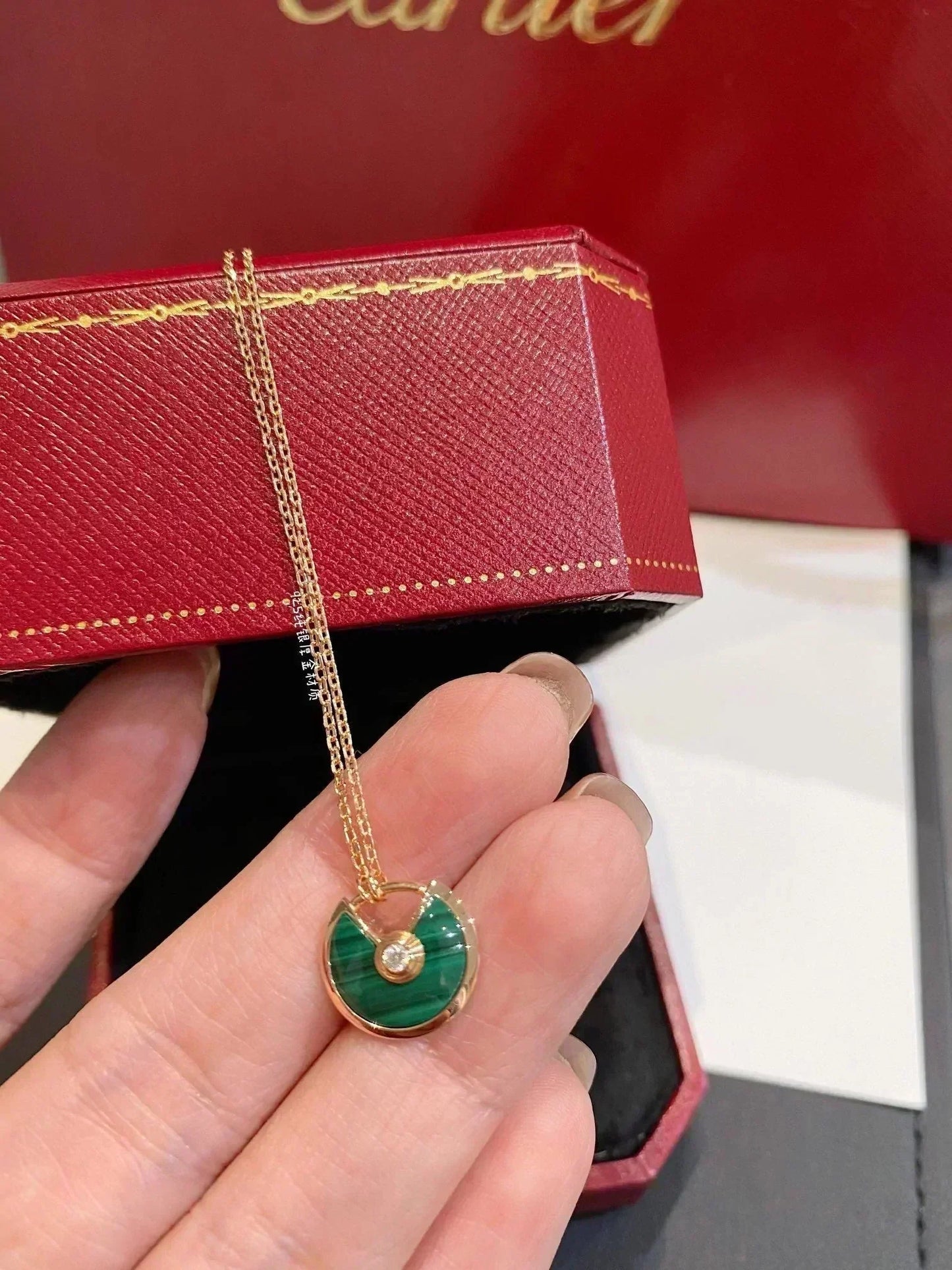 [Lucky Star]AMULETTE ROSE GOLD MALACHITE NECKLACE