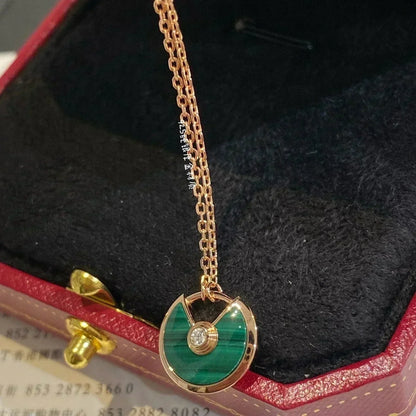 [Lucky Star]AMULETTE ROSE GOLD MALACHITE NECKLACE