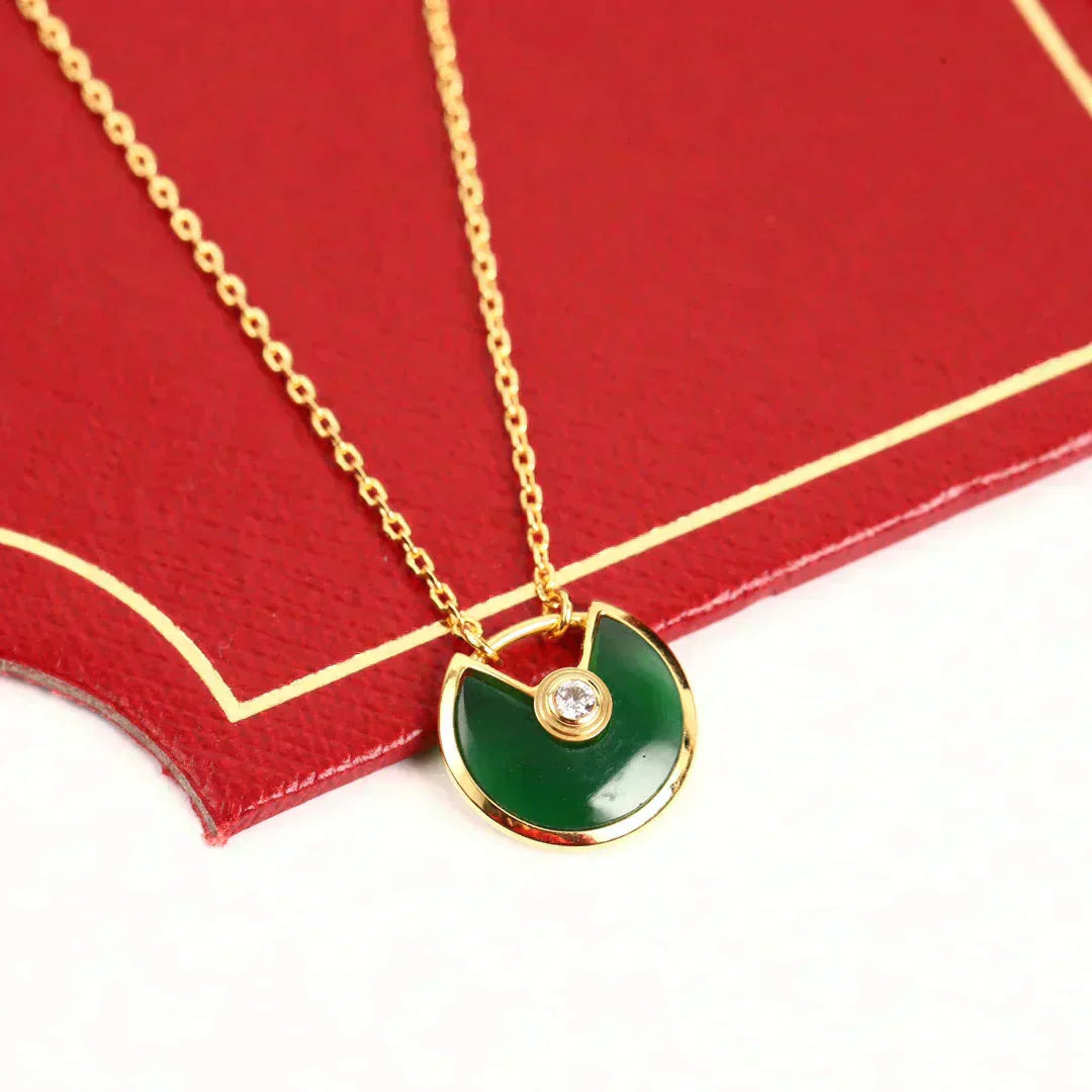 [Lucky Star]AMULETTE GOLD MALACHITE NECKLACE