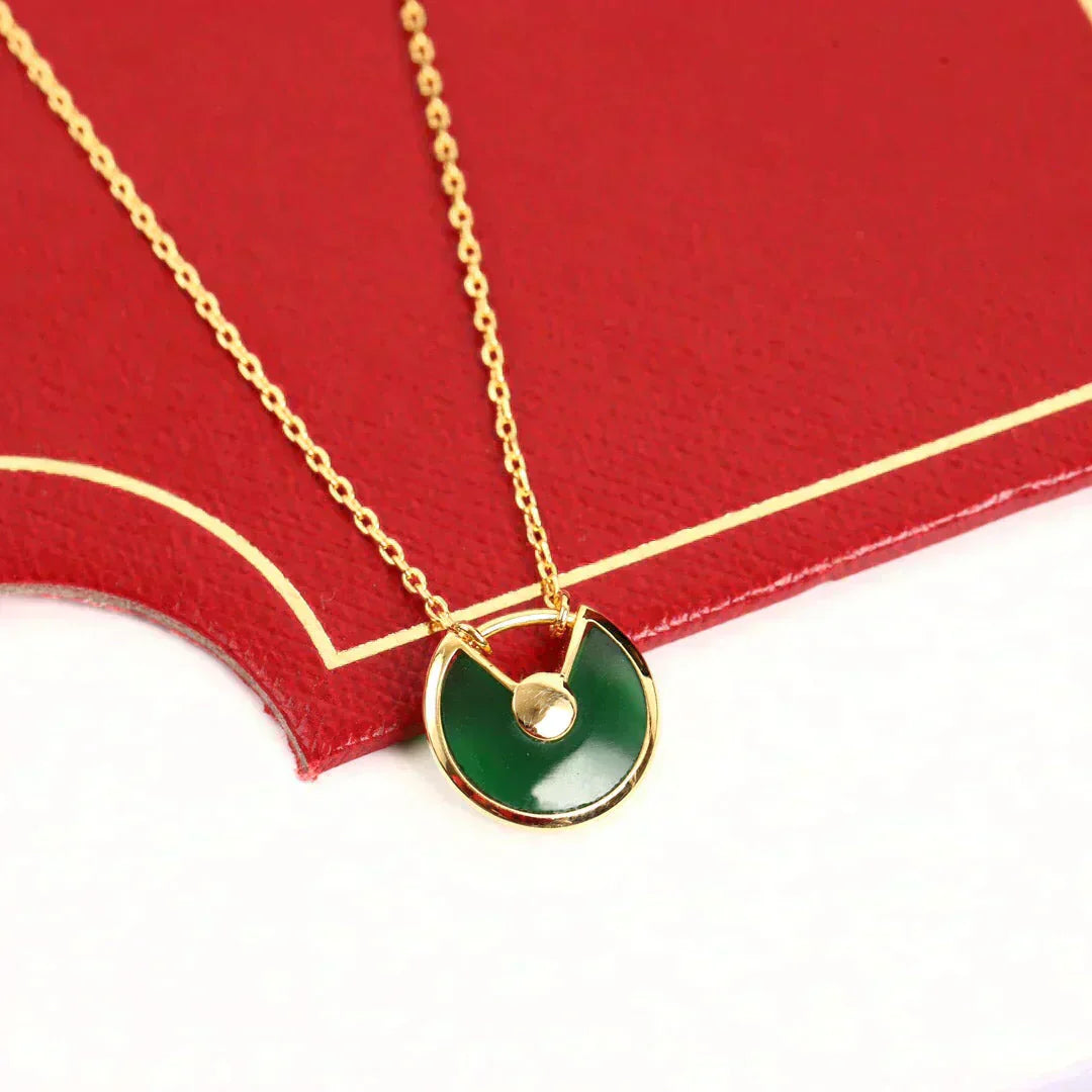[Lucky Star]AMULETTE GOLD MALACHITE NECKLACE