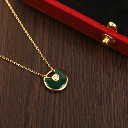 [Lucky Star]AMULETTE GOLD MALACHITE NECKLACE